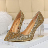 Block High Heels Scarfpins Gold SilverHandmade Plus Size Women&