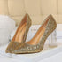 Block High Heels Scarfpins Gold SilverHandmade Plus Size Women&