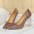 Block High Heels Scarfpins Gold SilverHandmade Plus Size Women&