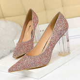 Block High Heels Scarfpins Gold SilverHandmade Plus Size Women&