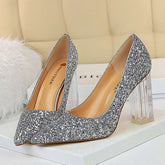 Block High Heels Scarfpins Gold SilverHandmade Plus Size Women&