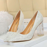 Block High Heels Scarfpins Gold SilverHandmade Plus Size Women&