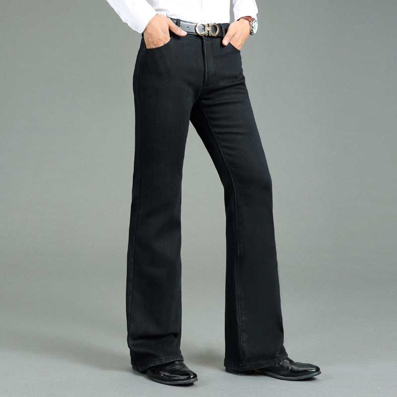 Men's Winter Thick Horned Jeans Warm Thicken Plus Velvet Flare Pants - Acapparelstore