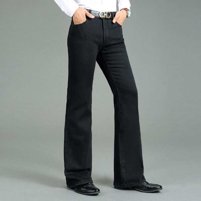 Men's Winter Thick Horned Jeans Warm Thicken Plus Velvet Flare Pants - Acapparelstore