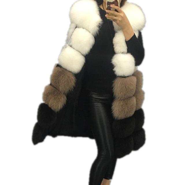 Fashion Winter Fur Vest Warm Long Fur CoatElegant Women&