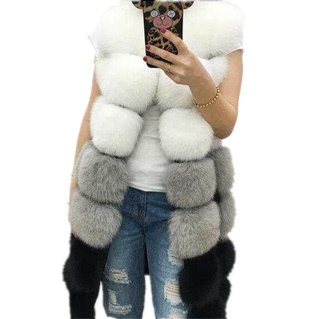 Fashion Winter Fur Vest Warm Long Fur CoatElegant Women&