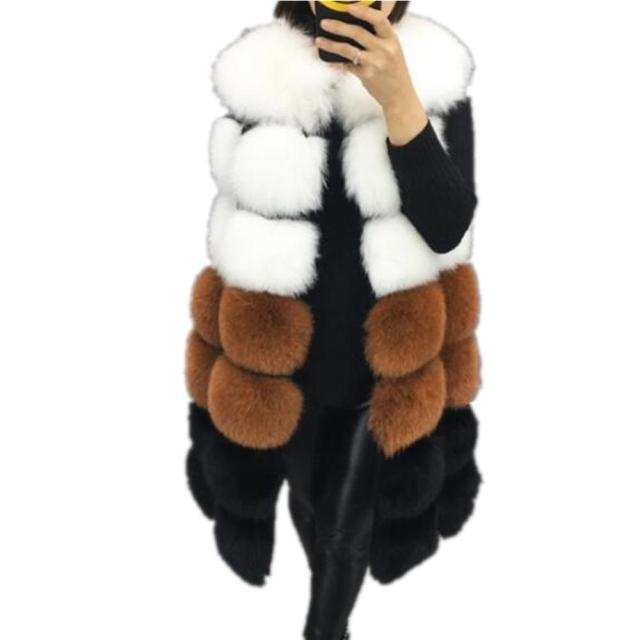 Fashion Winter Fur Vest Warm Long Fur CoatElegant Women's Fashion Winter Fur Vest Warm Long Fur Coat