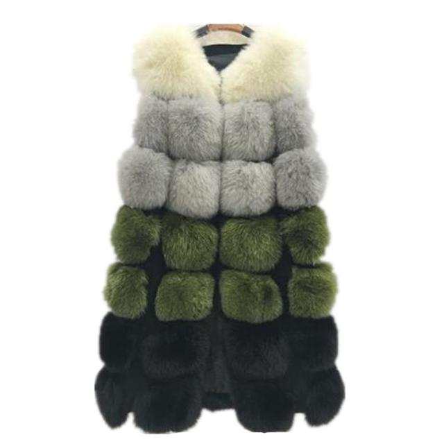 Fashion Winter Fur Vest Warm Long Fur CoatElegant Women&