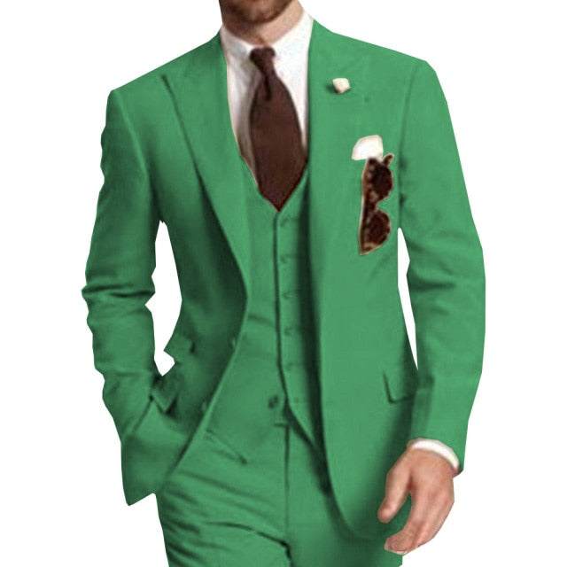 Men Suits Peaked LapelBeige Three Piece Business Party Best Men Suits Peaked Lapel Two Butto