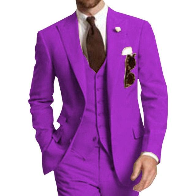 Men Suits Peaked LapelBeige Three Piece Business Party Best Men Suits Peaked Lapel Two Butto