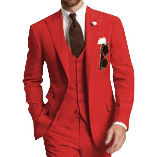 Men Suits Peaked LapelBeige Three Piece Business Party Best Men Suits Peaked Lapel Two Butto