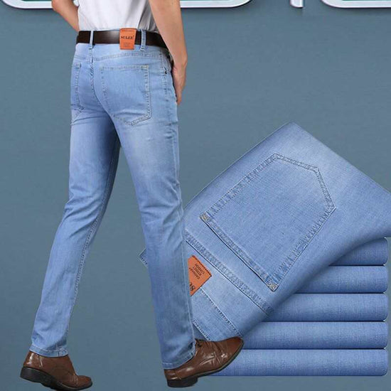 2020 Fashion Business Stretch Denim Trouser Casual Light Blue Vintage PantMen&
