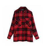 Vintage Stylish Pockets Oversized Plaid Coat 2020 Fashion Lapel CollarWomen&