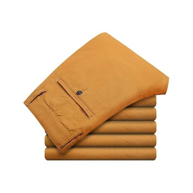 Cotton Casual Pants Stretch Male Trouser Long Straight PantsMen&