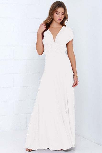 Women's Multiway Wrap Convertible Dress Boho Maxi Club Red Dress - Acapparelstore