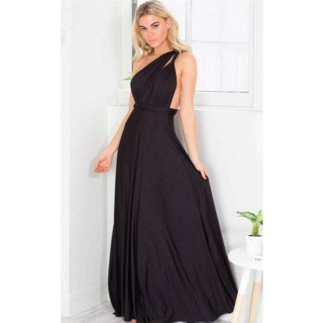 Women's Multiway Wrap Convertible Dress Boho Maxi Club Red Dress - Acapparelstore