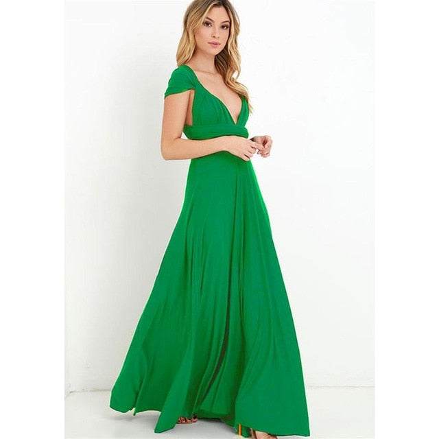 Women's Multiway Wrap Convertible Dress Boho Maxi Club Red Dress - Acapparelstore