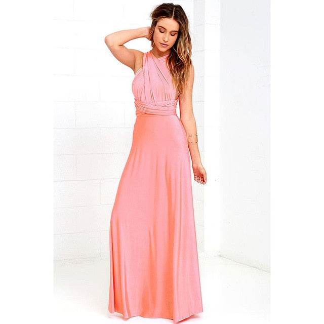 Women's Multiway Wrap Convertible Dress Boho Maxi Club Red Dress - Acapparelstore