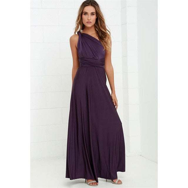 Women's Multiway Wrap Convertible Dress Boho Maxi Club Red Dress - Acapparelstore