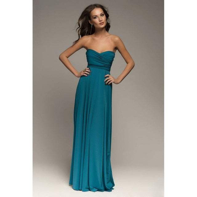 Women's Multiway Wrap Convertible Dress Boho Maxi Club Red Dress - Acapparelstore