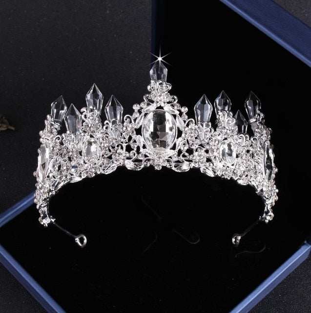 Luxury Big Rhinestone Bridal Jewelry Sets Silver Plated Crystal Crown - Acapparelstore