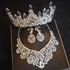 Luxury Big Rhinestone Bridal Jewelry Sets Silver Plated Crystal Crown - Acapparelstore
