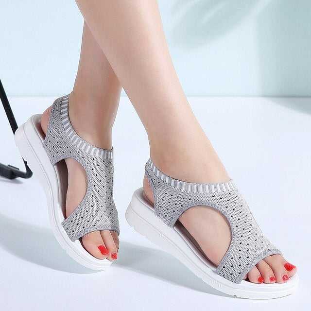 New Woman Summer Wedge Comfortable Sandals Ladies Slip-on Flat Sandals - Acapparelstore