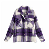 Vintage Stylish Pockets Oversized Plaid Coat 2020 Fashion Lapel CollarWomen&