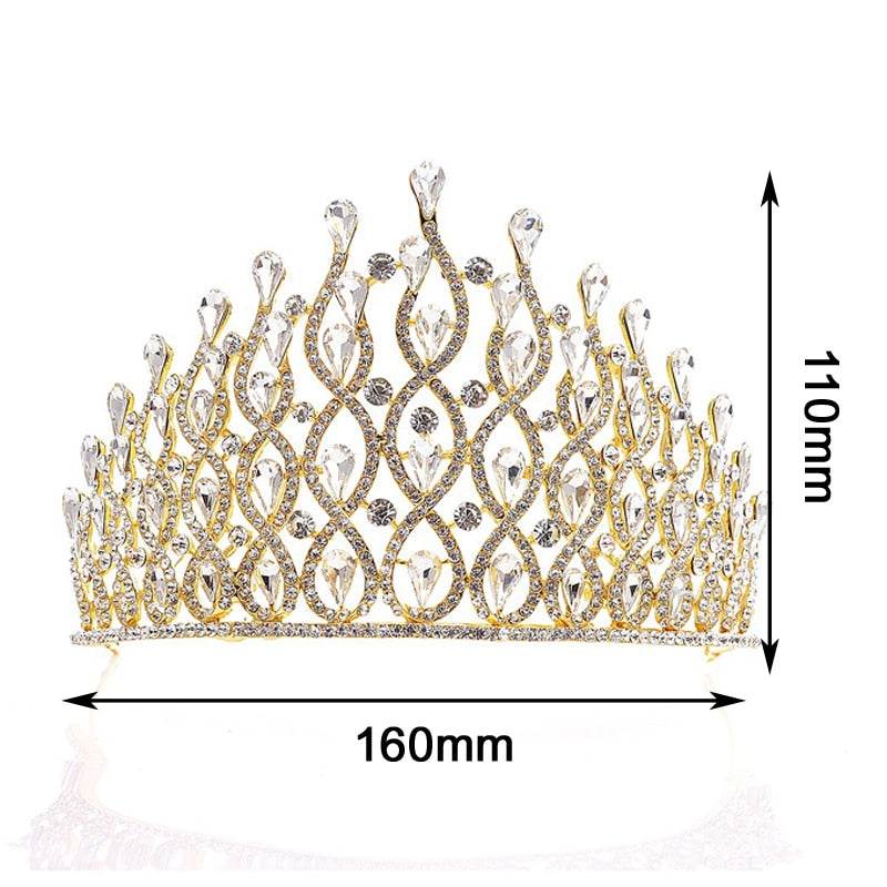 Huge Tall European Green Red Blue Crystal Tiaras Vintage Gold Rhinestone - Acapparelstore