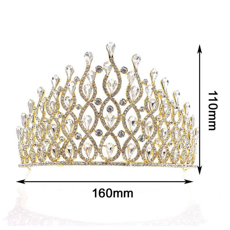 Huge Tall European Green Red Blue Crystal Tiaras Vintage Gold Rhinestone - Acapparelstore