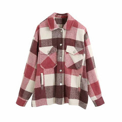 Vintage Stylish Pockets Oversized Plaid Coat 2020 Fashion Lapel CollarWomen's Vintage Stylish Pockets Oversized Plaid Coat 2020 Fashion Lape