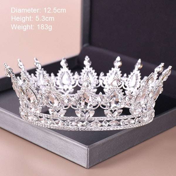 Fashion Silver Color Tiaras Crowns Crystal Queen Princess Diadem Bridal Crown - Acapparelstore