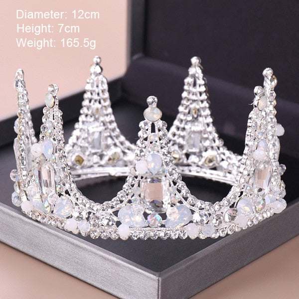 Fashion Silver Color Tiaras Crowns Crystal Queen Princess Diadem Bridal Crown - Acapparelstore