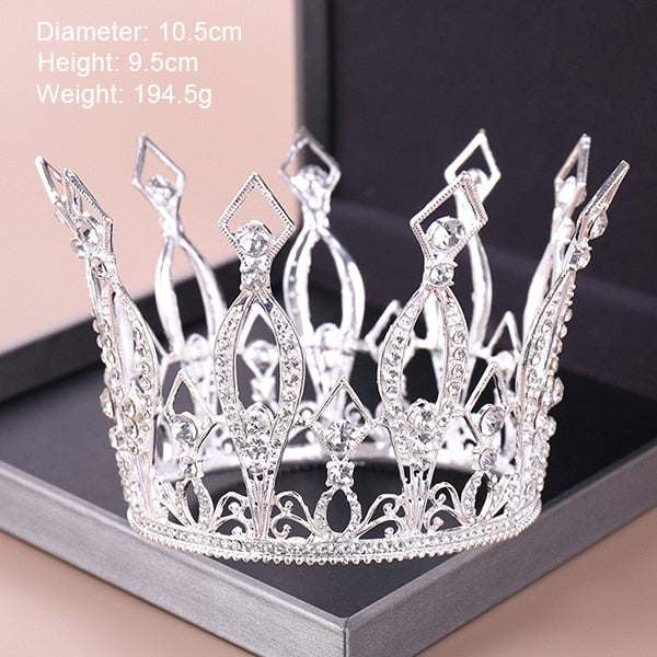 Fashion Silver Color Tiaras Crowns Crystal Queen Princess Diadem Bridal Crown - Acapparelstore