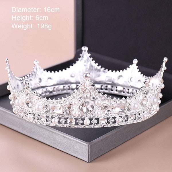 Fashion Silver Color Tiaras Crowns Crystal Queen Princess Diadem Bridal Crown - Acapparelstore