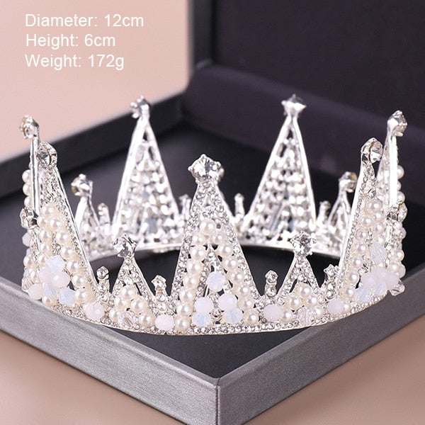Fashion Silver Color Tiaras Crowns Crystal Queen Princess Diadem Bridal Crown - Acapparelstore