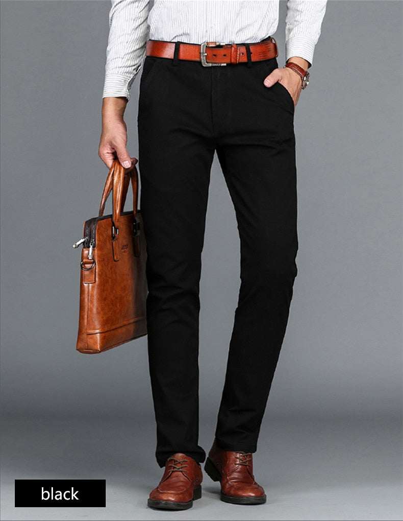 Cotton Casual Pants Stretch Male Trouser Long Straight PantsMen&