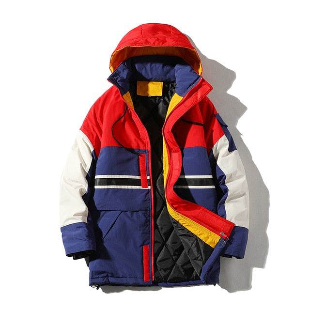 Unisex Warm Hooded Winter Jackets Wild Patchwork Multi-Pocket Coats - Acapparelstore