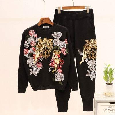 Women's Elegant Autumn Winter Harem Tops Pants Loose Outfit - Acapparelstore