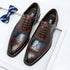 Men Genuine Wingtip Shoes Leather Oxford Pointed Toe Dress Shoes - Acapparelstore