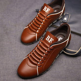 Fashion Solid Leather Shoes Business Sport Flat Round Toe ShoesMen&