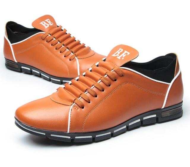 Fashion Solid Leather Shoes Business Sport Flat Round Toe ShoesMen&