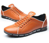 Fashion Solid Leather Shoes Business Sport Flat Round Toe ShoesMen&