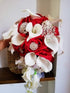 Waterfall Red Bridal Artificial Pearls Crystal Wedding Bouquets - Acapparelstore