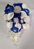 Waterfall Red Bridal Artificial Pearls Crystal Wedding Bouquets - Acapparelstore