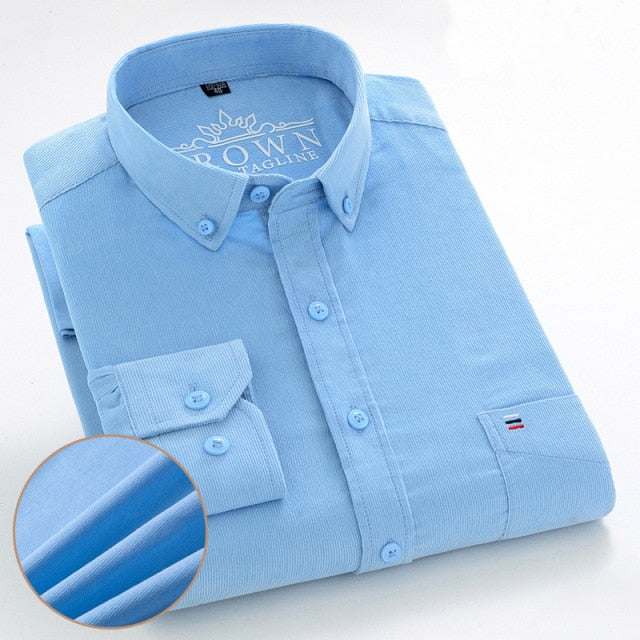 100% Corduroy Cotton Shirt Casual Long Sleeve Business Dress ShirtsMen&