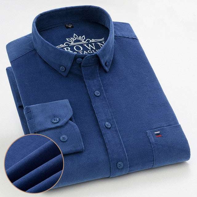 100% Corduroy Cotton Shirt Casual Long Sleeve Business Dress ShirtsMen's 100% Corduroy Cotton Shirt Casual Long Sleeve Business Dress Shi
