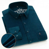 100% Corduroy Cotton Shirt Casual Long Sleeve Business Dress ShirtsMen&