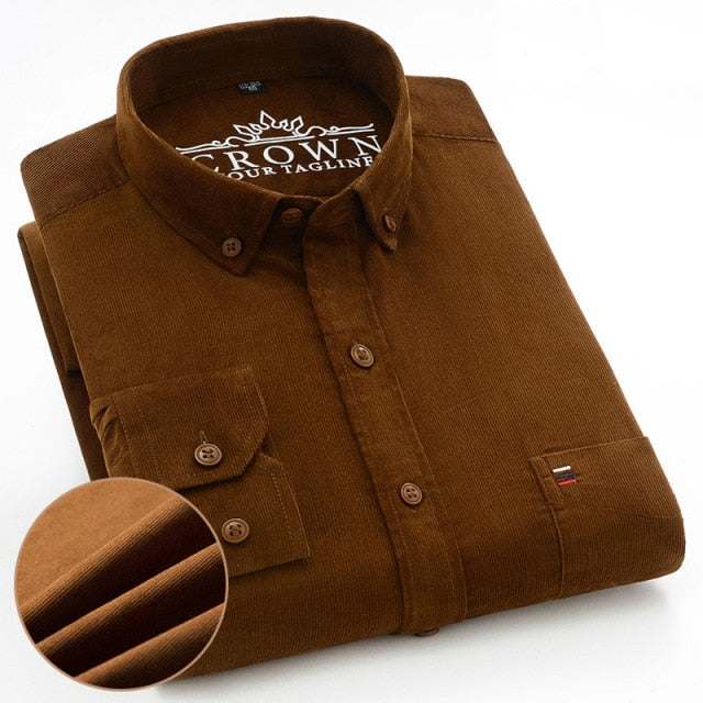 100% Corduroy Cotton Shirt Casual Long Sleeve Business Dress ShirtsMen's 100% Corduroy Cotton Shirt Casual Long Sleeve Business Dress Shi