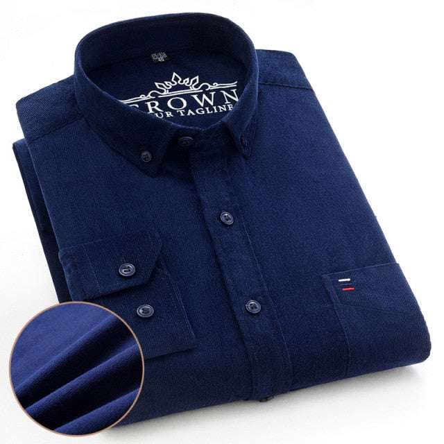 100% Corduroy Cotton Shirt Casual Long Sleeve Business Dress ShirtsMen's 100% Corduroy Cotton Shirt Casual Long Sleeve Business Dress Shi
